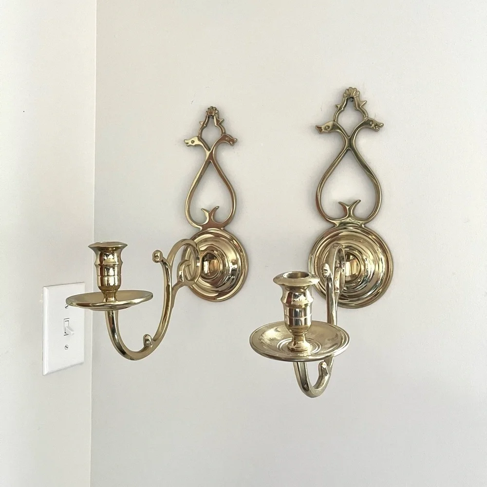 Brass wall sconces set of 2